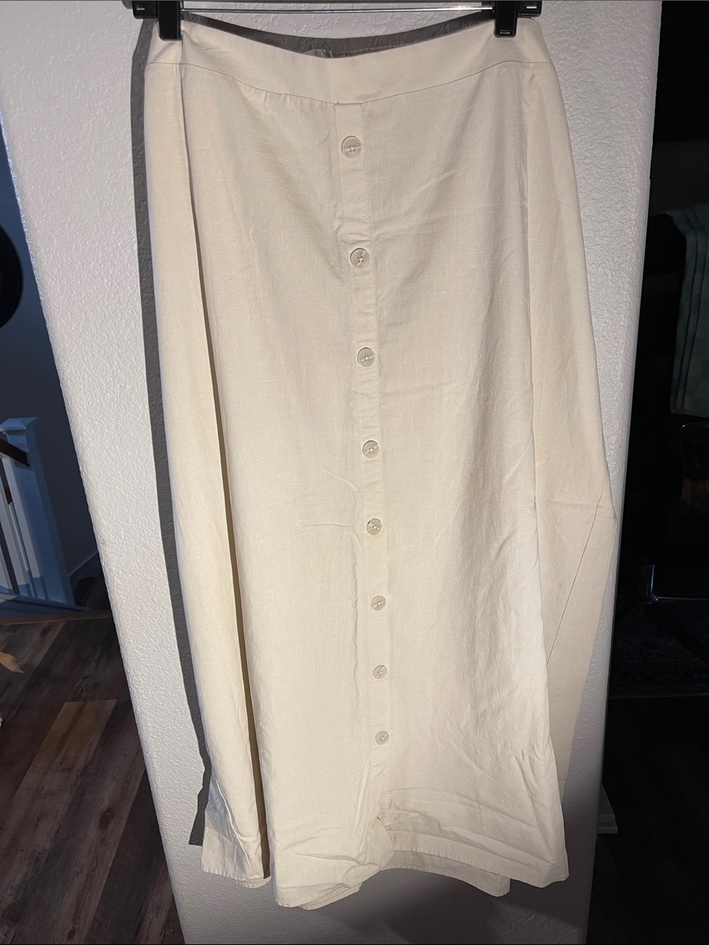 Ava & Viv LINEN Cream Button-Front Maxi Skirt NEW NO TAGS 3X